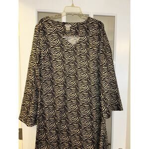 BedHead Zebra Print Long Sleeve Nightgown in Black and Cream